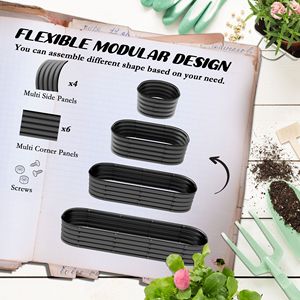 Fioriera Rialzata Quadrata in Metallo Zincato Grigio Scuro da 1,9 m, Design Classico, per Giardino Domestico Esterno e Uso Alberghiero - Product Image 4