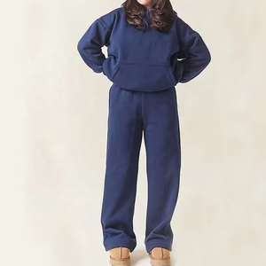 Survêtement personnalisé en molleton technique 2 pièces unisexe, pull épais et chaud avec logo imprimé, marque privée, vente en gros - Product Image 5
