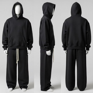Casual Fleece Sweatshirts And Sweatpants Tracksuits Set Custom Tracksuit <b>Men</b> Over-size High Quality Loose Fit Sweats Set - Product Image 1