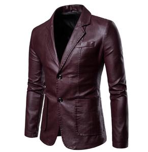 New Winter Fashion New Men's <b>Genuine</b> Leather Canvas Breathable Waterproof Lapel Dress Suit Coat / Business Casual Custom - Product Image 4