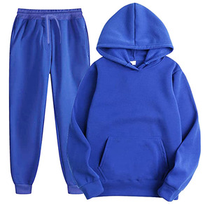 <b>Boys</b> Solid Blue Hooded Tracksuit Set Casual Full Sleeve Cotton Jogger Pants Autumn Sportswear Kids Clothing - Product Image 3