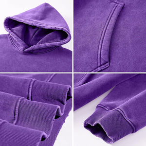 Sudadera con Capucha Unisex de Felpa de Algodón Morado, Corte Regular, Color Sólido, Informal, con Bolsillo Delantero, para Otoño - Product Image 5