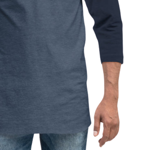 T-shirt de baseball unisexe Legacy Maker à manches 3/4 raglan gris chiné foncé, manches contrastées, décontracté, en mélange de coton, athlétique, pour tous les jours - Product Image 3