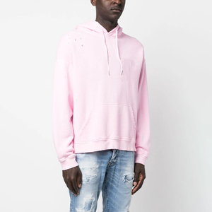 Sudadera con capucha rosa para hombre, estilo vintage, con efecto deslavado y desgastado por el sol, de tejido grueso, para invierno, lisa - Product Image 5