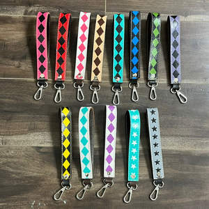 Llavero de Cuero Vacuno a Cuadros de Moda, Accesorios al por Mayor, Correa de Muñeca con Gancho Metálico, Llavero de Cuero Personalizado para Unisex - Product Image 5