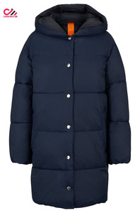 Chaqueta Larga Acolchada de Invierno para Mujer, con Capucha, Cierre de Cremallera, Color Sólido, Relleno de Poliéster, Abrigo Grueso - Product Image 5
