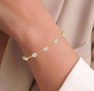 Dazzling 3.48 CTW Mixed Shape Lab Grown Diamond <b>Beaded</b> <b>Bracelet</b> in 9K Rose Gold - Product Image 5