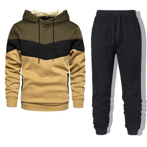 Conjunto Deportivo Unisex de Dos Piezas con Sudadera con Capucha de Algodón 100% Grueso en Amarillo, Azul y Blanco y Pantalones Deportivos Negros con Logotipo Personalizado - Product Image 4