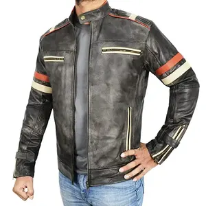 Chaqueta de Motero de Piel de Oveja Auténtica para Hombre, Color Negro, con Cierre de Cremallera Acolchado, Forro Interior y Bolsillos, Nueva Condición de Invierno - Product Image 5