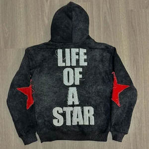 Direct-to-Garment Printed and Embroidered Men Hoodie Cotton Fleece Men Hoodie with Distressed and Embroidered Design - Product Image 5