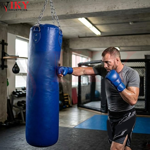 Équipement d'entraînement de boxe haute résistance et anti-déchirure pour adultes – Sacs de frappe en cuir robuste bleu roi avec structure métallique - Product Image 3