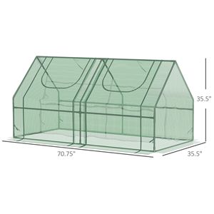 Serra Portatile 6x3x3 per Piccoli Giardini con 2 Coperture in PE/PVC, 2 Finestre Avvolgibili, Ecologica, per Esterni, Casa Calda per Piante Verdi - Product Image 3