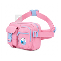 Bolsa de Cintura Personalizada Jack & Jill of America, Rosa y Azul Cielo, Casual, con Logotipo Bordado y Bolsillo con Cremallera, Unisex, Ropa Griega