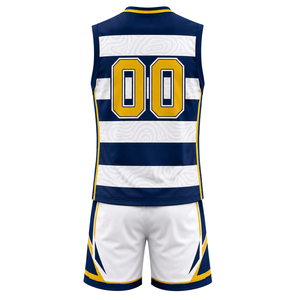 Ensemble Maillot et Short de Volleyball Homme Adulte Bleu Marine et Or, Sans Manches, Sublimé, Respirant, pour Équipes Professionnelles - Product Image 3