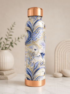 Bouteille d'eau en cuivre émaillé artisanale, bienfaits ayurvédiques, anti-fuite, design artistique, vaisselle en cuivre pur de qualité supérieure - Product Image 6
