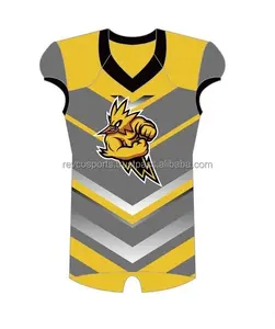 High Quality Full Sublimation American Football Jerseys Yellow with Silver grey Elastic Sleeve Football Shirts American Football