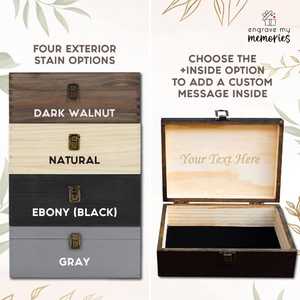 Personalized Wooden Rectangle Memory Box Engraved Keepsake <b>Storage</b> <b>Chest</b> Multifunction Photo Jewelry Letter Organizer Modern - Product Image 3