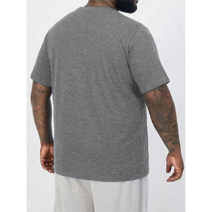 T-shirt décontracté gris à manches courtes et col rond en jersey de coton uni pour homme, coupe classique - Product Image 3