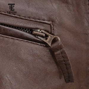 Veste en cuir pour homme, style motard, col rabattu, fermeture éclair, nouvelle édition, couture machine, veste en cuir tendance - Product Image 4