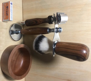 Professional wood Faux Badger Hair Brush Men's Shaving Tool <b>Kit</b> with <b>Resin</b> & Metal OEM Brand Private Label Option - Product Image 2