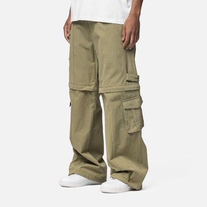 High Quality Heavyweight Men Cotton Cargo Pants Multi Pocket Side Pocket <b>Drawstring</b> Plus Size Casual Loose Fit Cargo <b>Trousers</b> - Product Image 1