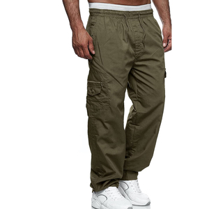 Pantalones Cargo Casuales Ligeros y Resistentes al Viento, 100% Algodón, Cintura Media, Frente Plano, Transpirables, Cintura Elástica - Product Image 3