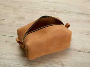 Custom Handmade Genuine Leather <b>Toiletry</b> <b>Bag</b> Vintage <b>Men</b> Travel Dopp Kit Waterproof Shaving Cosmetic Cases LYG-0203 - Product Image 3