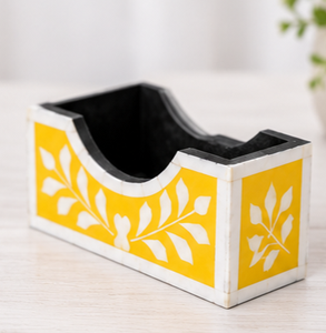 REHMAN CRAFT Handmade Modern Yellow Bone Inlay Round <b>Coaster</b> <b>Set</b> with Holder 10 CM Diameter From Uttar Pradesh - Product Image 2