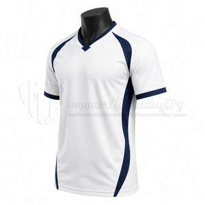 Camiseta de Fútbol Ligera, Transpirable y de Secado Rápido, Blanca y Azul Marino, Personalizable con Nombre de Equipo, Unisex - Product Image 3