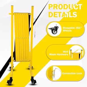 Barriera Stradale Espandibile in Metallo da 3,35 m con Ruote Retrattili e Sicurezza per Esterni - Product Image 3