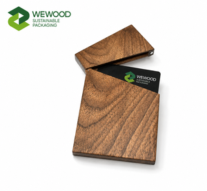 WEWOOD OEM Porte-cartes de visite moderne en bois de noyer personnalisé avec fermeture magnétique, taille et épaisseur personnalisables - Product Image 3