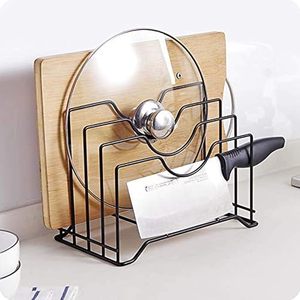 Étagère de rangement minimaliste en métal pour cuisine avec porte-couteaux et support pour planche à découper pour l'organisation du comptoir - Product Image 3