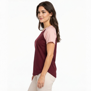 Camiseta Lisa para Mujer, Mezcla de Algodón, Ajuste Cómodo, Transpirable, Diseño Ligero para Uso Diario e Informal - Product Image 2