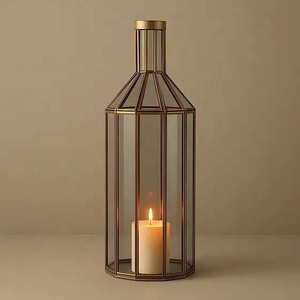 Contemporary Modern Gold Metal Handmade Lead Free Durable Glass <b>Candle</b> <b>Holder</b> <b>Lanterns</b> for Home Hotel & Garden Decorations - Product Image 3