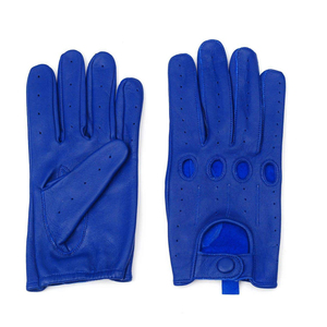 Unisex Red Leather Driving Gloves Half Finger Breathable Adjustable Wrist <b>Strap</b> All Seasons - Product Image 5