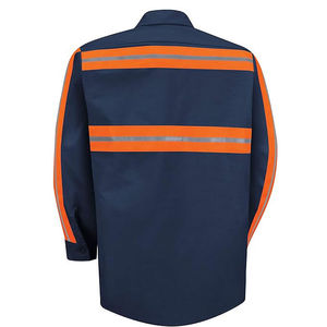 Camisa de Trabajo Personalizada Unisex de Algodón FR Transpirable con Botones, Uniforme de Seguridad de Alta Visibilidad con Cinta Reflectante y Detección de Agujas - Product Image 3