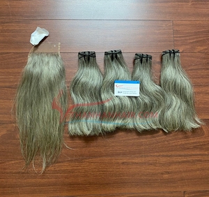 Extensiones de trama de cabello humano liso gris natural de alta calidad Paquetes garantizados al por mayor hechos de cabello vietnamita crudo - Product Image 3