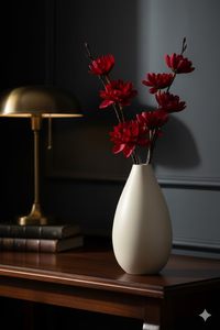 Florero Moderno de Aluminio Blanco con Acabado Táctil, Forma de Lágrima, 23 cm de Altura, Adorno Decorativo Minimalista para el Hogar - Product Image 3