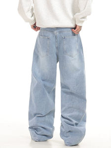 Pantalon Baggy Délavé à l'Acide, Coupe Classique Écologique, Jean Unisexe Ajustable, Bas Évasé Effet Usé, Impression Personnalisée, Vente Chaude - Product Image 5