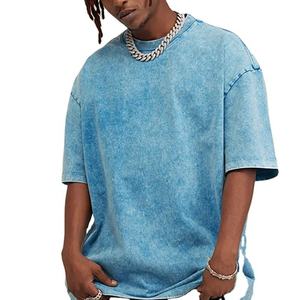 Camiseta Oversize Vintage para Hombre con Lavado Desgastado, Estampado Personalizado, Logo, Manga Larga Abullonada, Lisa y Gruesa - Product Image 1