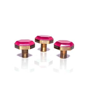 Bouton de meuble rond artisanal en laiton et cristal rose de qualité supérieure, style Art Déco, et poignée décorative pour tiroir et porte - Product Image 2