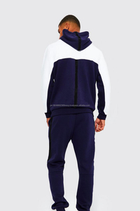 Ensemble survêtement homme en coton respirant 100% avec blocs de couleur, impression personnalisée en édition limitée, sweat à capuche et pantalon de jogging à poche kangourou - Product Image 2