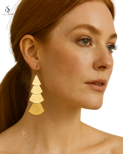 Gold Plated Brass Trendy Plant Design Drop Earrings Layered Christmas <b>Tree</b> Dangle for Women's Party Gift - Product Image 1