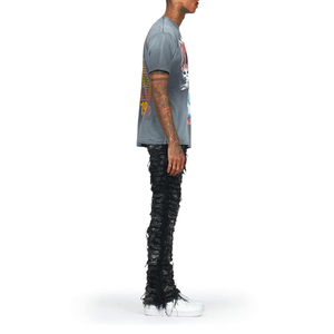 Pantalon de jogging délavé à l'acide de haute qualité avec logo personnalisé, coupe ample pour homme, jambe large, effet usé - Product Image 3