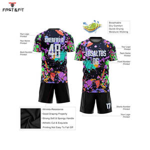 Maillot de football à manches courtes en coton personnalisé par sublimation pour hommes adultes, séchage rapide, respirant, uniforme d'équipe - Product Image 3