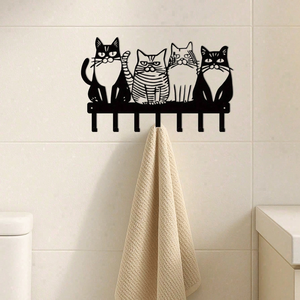 CIFbuy Vintage Cat Metal <b>Wall</b> <b>Hooks</b> Flexible for Entryway Towel <b>Key</b> Holder Cute Farmhouse Home Decor Gift Pick Service Available - Product Image 4