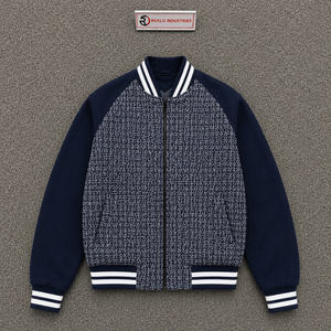 Veste marine PREMIUM pour hommes, couleur unie, fermeture éclair, coupe classique, style décontracté, col rabattu, matière polyester, idéale pour l'automne - Product Image 5