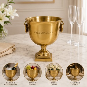 Premium Quality Champagne Bowl <b>Ice</b> <b>Bucket</b> with <b>Gold</b> Plating Custom Logo for Ladies Kitty Party Hotels Bars Clubs Home Events Set - Product Image 6