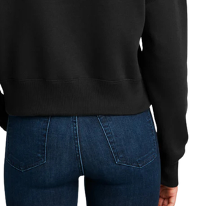 Sudadera Corta Negra AKA con Cuello Redondo y Bordado, Sudadera de Forro Polar para Mujer, Manga Larga, Estilo Casual - Product Image 3