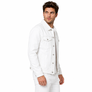 Veste en jean pour homme avec des poches pratiques en denim robuste et une silhouette confortable, conçue pour un style intemporel OEM - Product Image 4